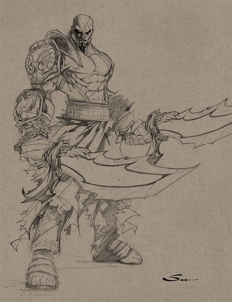 784x1020 Kratos Sketch By Sandoval Art Art's Sketches