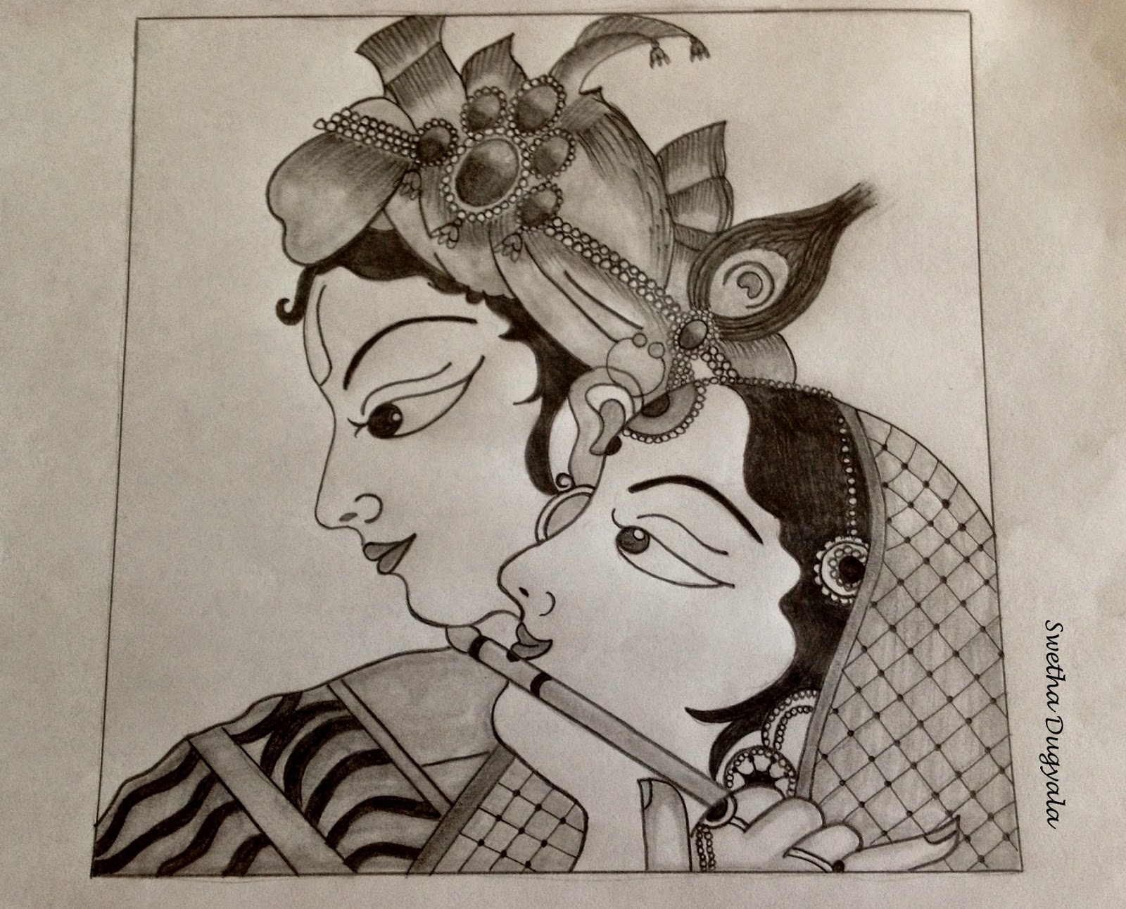 Radha Simple Krishna Pencil Drawing imgdongle