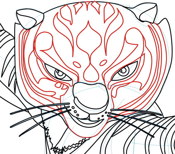 600x529 Step 6 Drawing Master Tigress From Kung Fu Panda In Easy Steps
