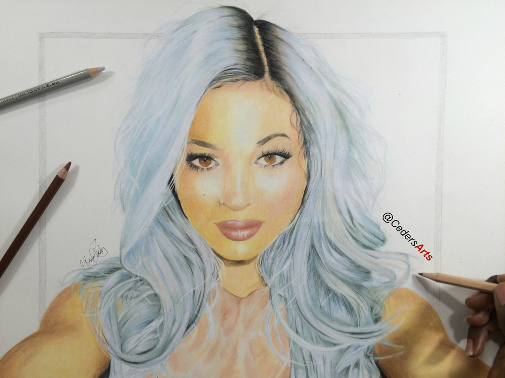 1024x768 Kylie Jenner Drawing By Cedersarts