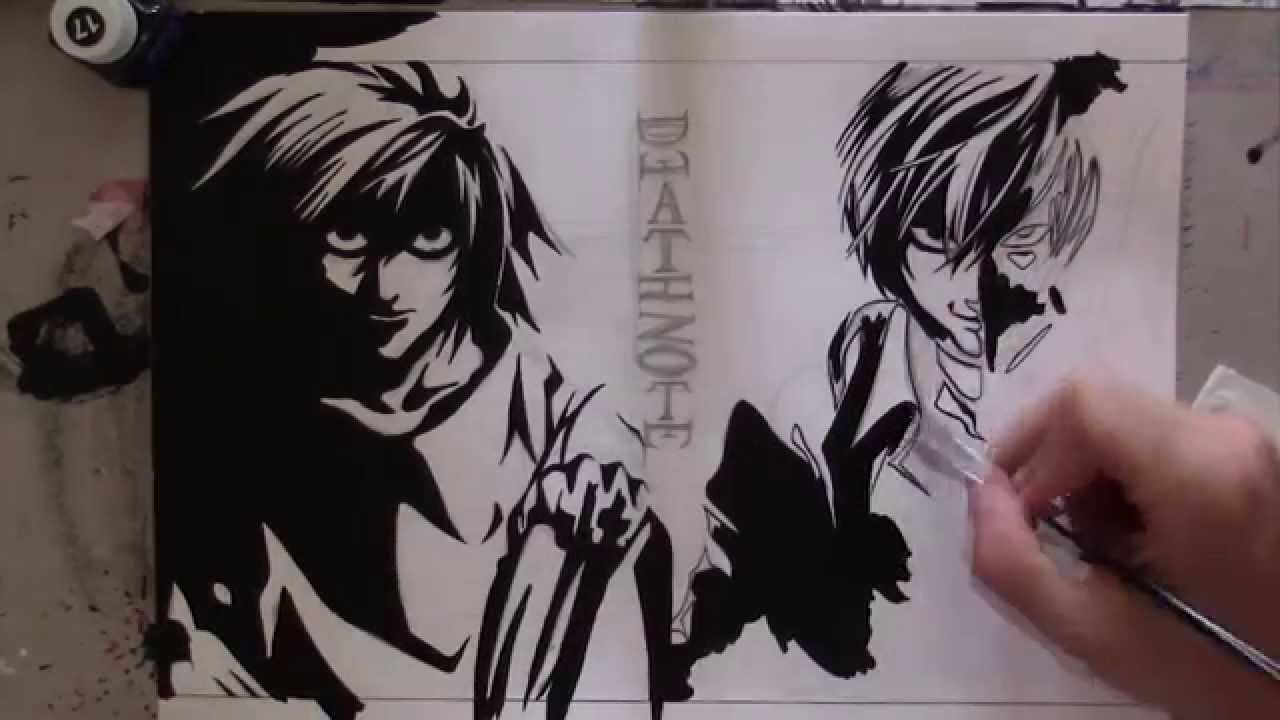 1280x720 Speed Drawing L And Kira Death Note