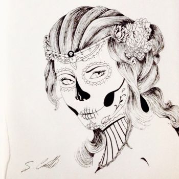 350x350 Artfido Buy Art Online Dia De Los Muertos Calavera Skull Woman
