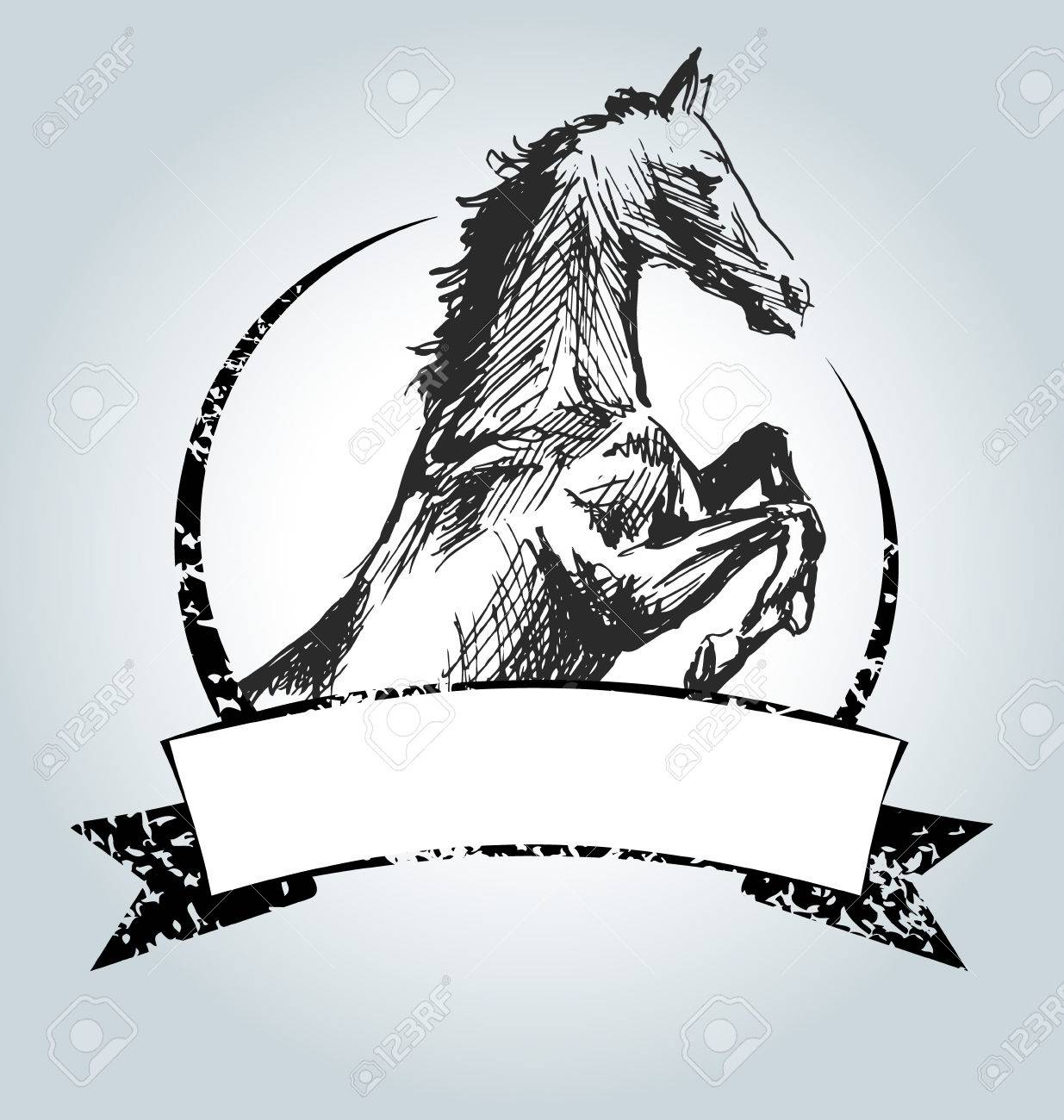 1235x1300 Vector Vintage Label With Drawing Horse Royalty Free Cliparts