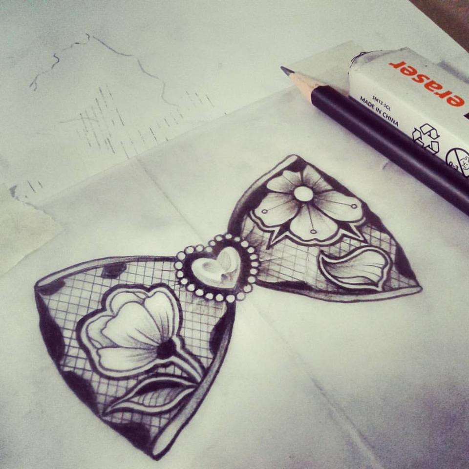 960x960 Lace Ribbon Bow Tattoo Design By Kyle Kemp