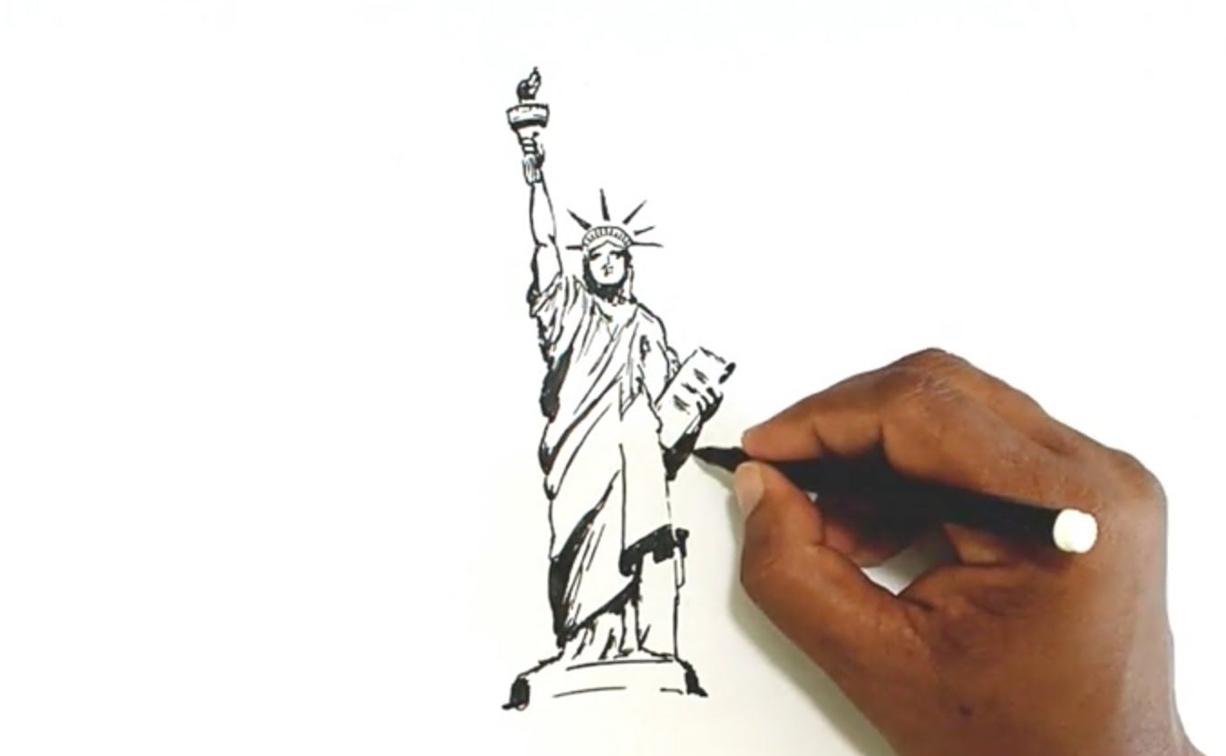 1352x834 How To Draw The Statue Of Liberty