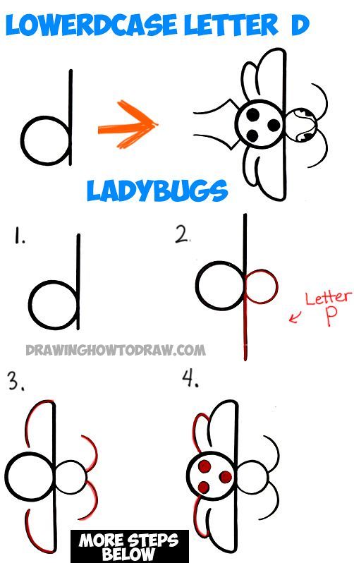 502x798 How To Draw A Cartoon Ladybug From A Lowercase D In Simple Step By