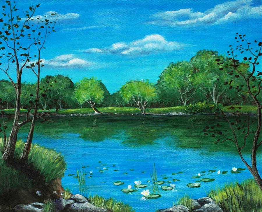 900x727 Blue Lake Painting By Anastasiya Malakhova
