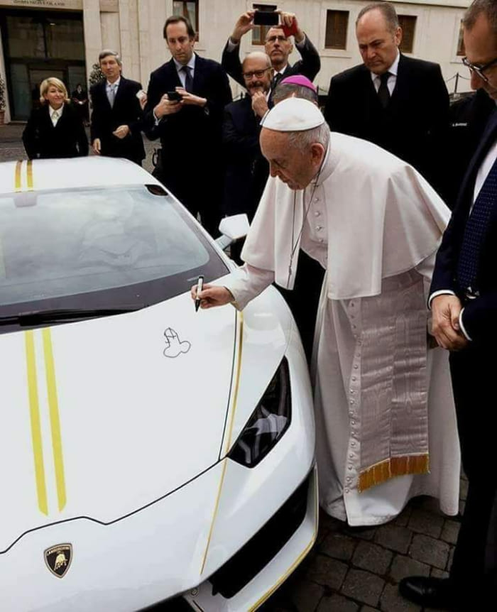 700x862 Penis Drawing Pope Francis Signs A Lamborghini Know Your Meme