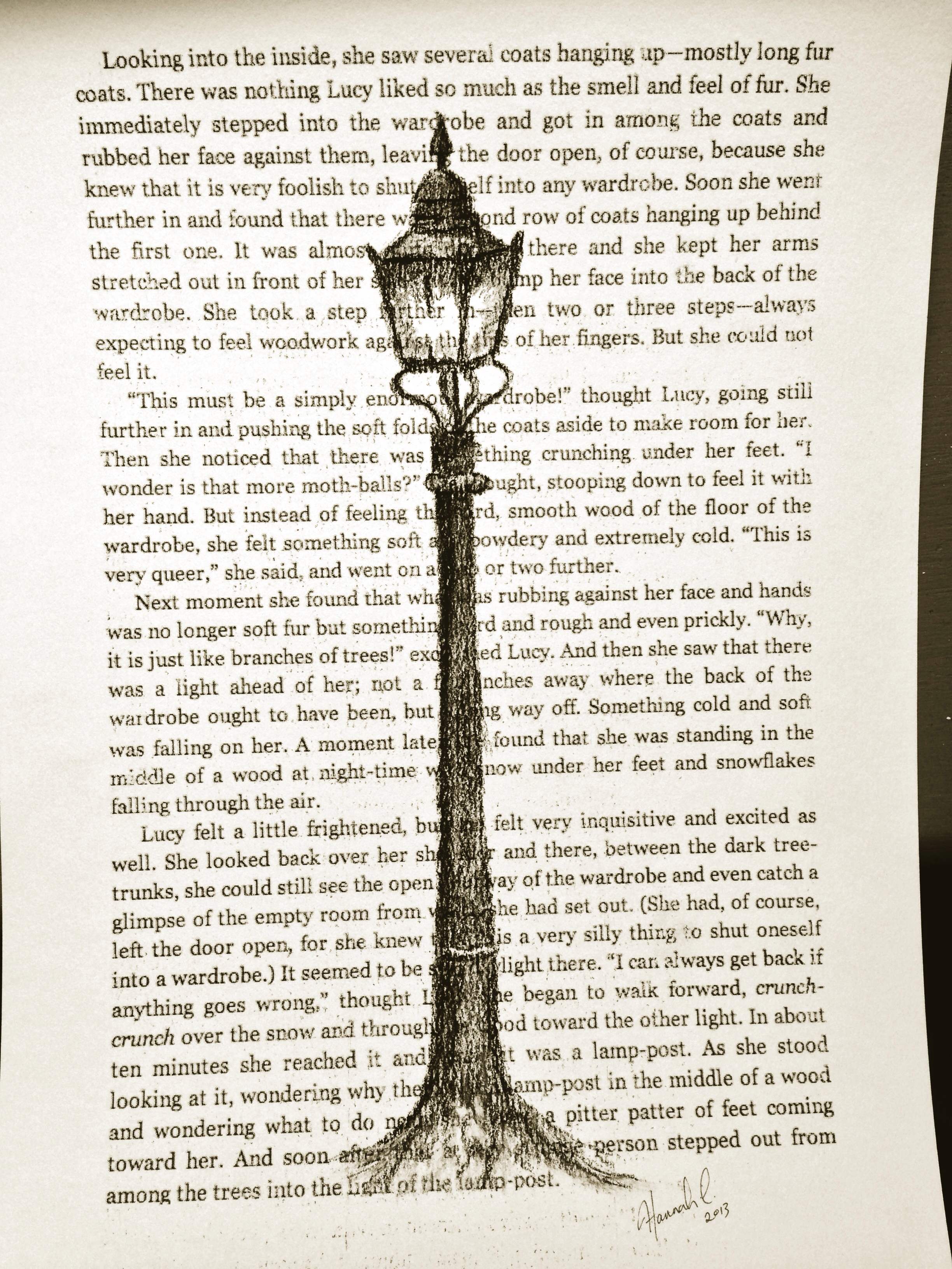2448x3264 Narnia Lamp Post. Sketched With Charcoal.