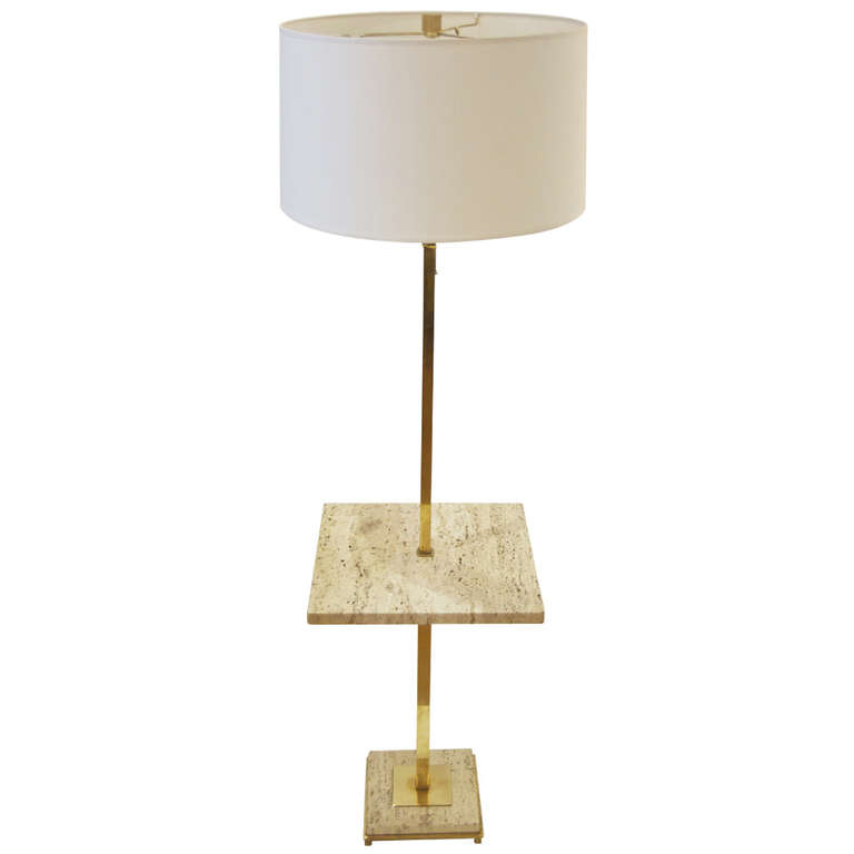 768x768 Mid Century Floor Lamp With Polished Travertine Table Top