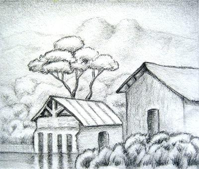 400x341 Landscape Simple Drawing Flyingangels.club