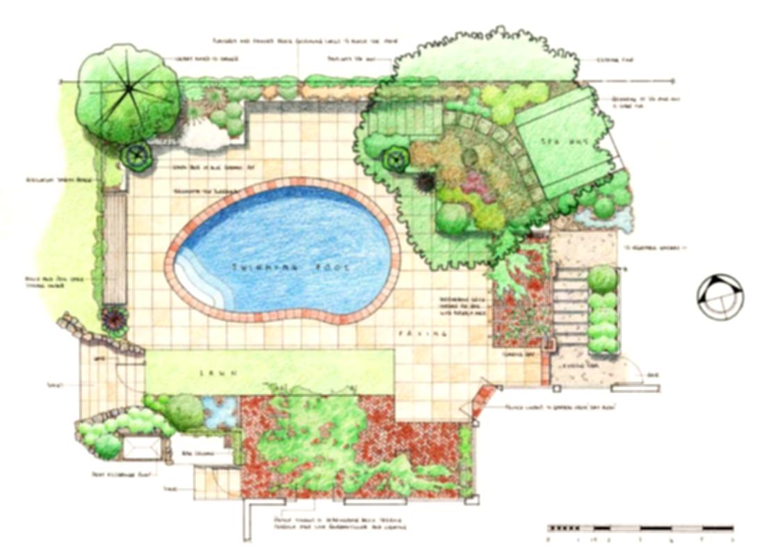 1096x792 Landscape Garden Drawing