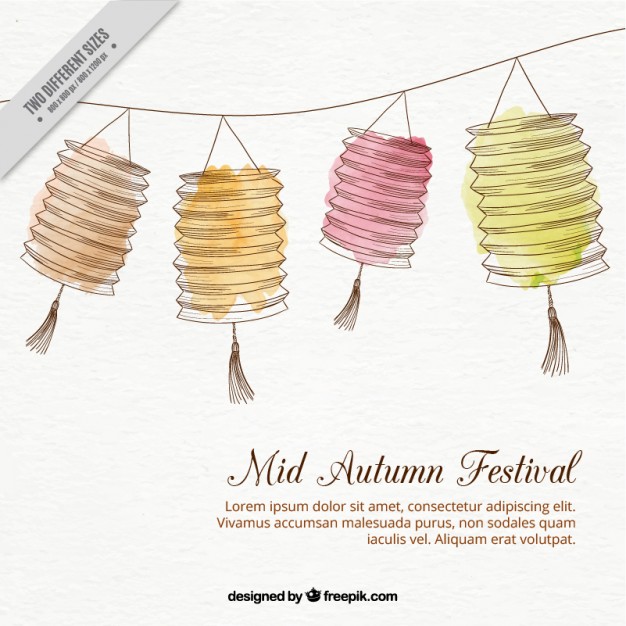 626x626 Hand Drawn Lanterns Decoration Background For Mid Autumn Festival