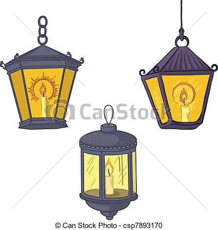446x470 Vintage Street Lanterns. Set Vintage Street Luminescent Vector