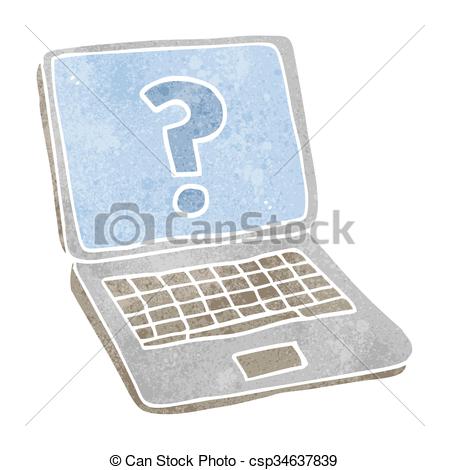 449x470 Freehand Retro Cartoon Laptop Computer With Question Mark Vectors