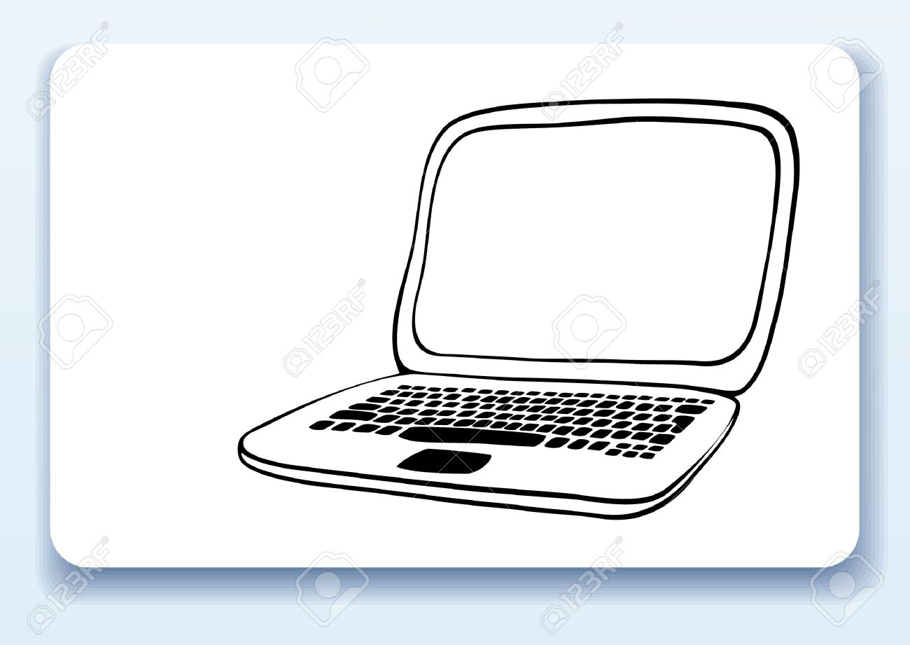 1300x921 Business Card With Drawing Of A Laptop Royalty Free Cliparts