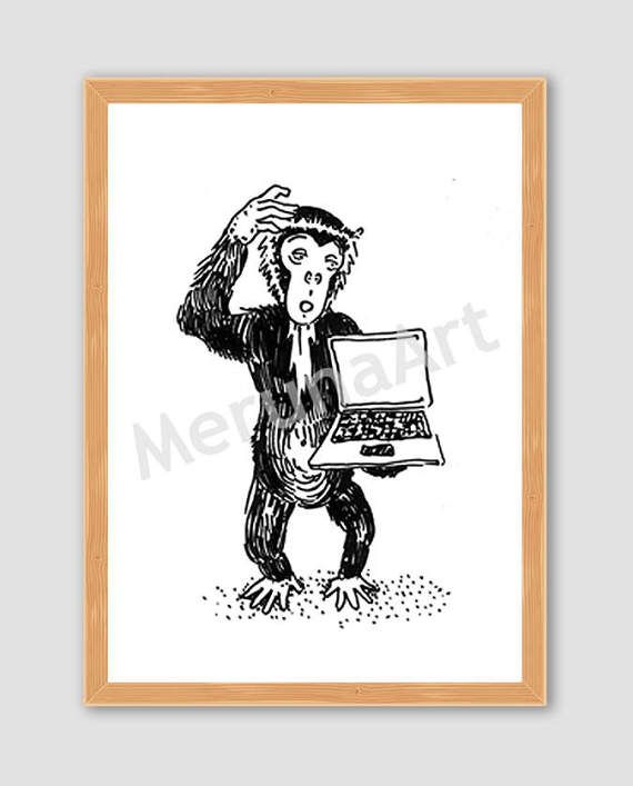 570x707 Stupid Monkey Animal Laptop Drawing Download Printable Art Animal