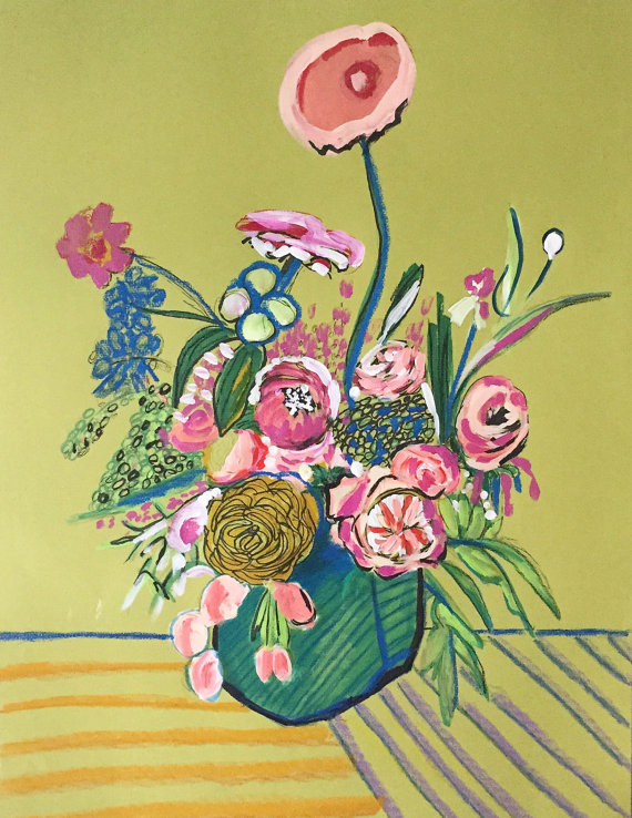 570x738 Large Flower Still Life On Paper Oil Pastels Flowers Flower