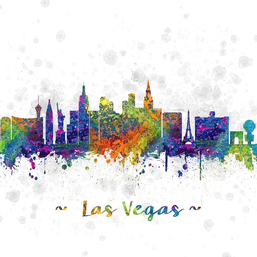 900x900 Las Vegas Nevada Skyline Color 03sq Digital Art By Aged Pixel