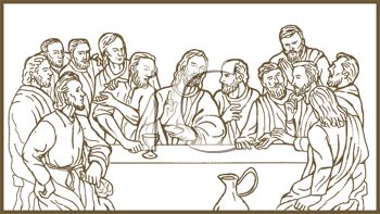 350x197 Royalty Free Clip Art Image Drawing Of The Last Supper