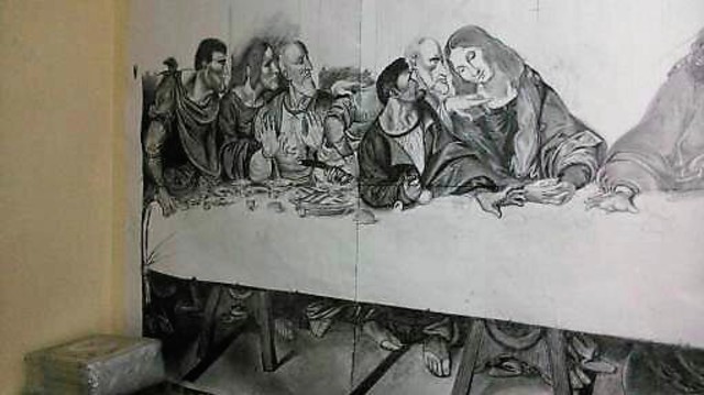 640x359 Wilson Omullo Artwork The Last Supper Original Drawing Charcoal