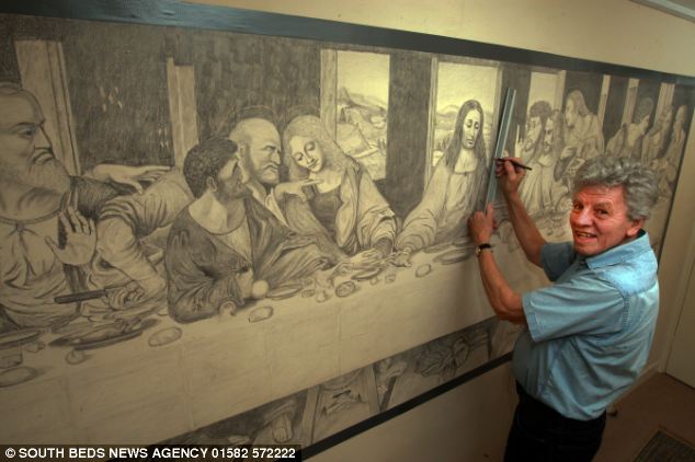 634x422 Widower, 75, Recreates The Last Supper In Pencil On The Wall
