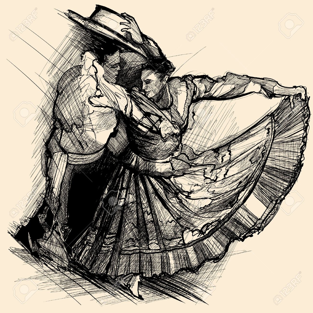 1300x1300 Illustration Of A Latino Dance Drawing Royalty Free Cliparts
