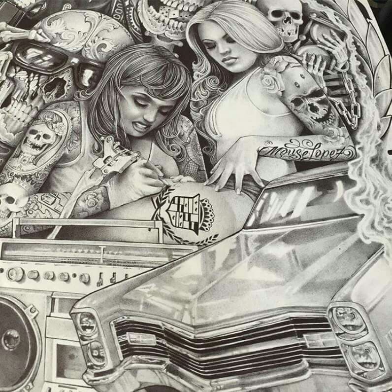 796x795 Pin By S.rick On Sidewalk Art Chicano, Chicano