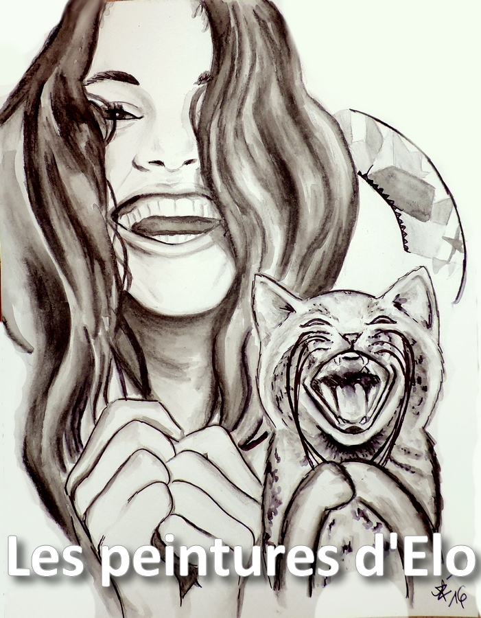 701x900 Lol Cat Woman Portrait Drawing Art Smile Laughing Joy Happiness