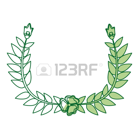 450x450 Drawing Crown Half Flower Natural Decoration Laurel Leaves Vector