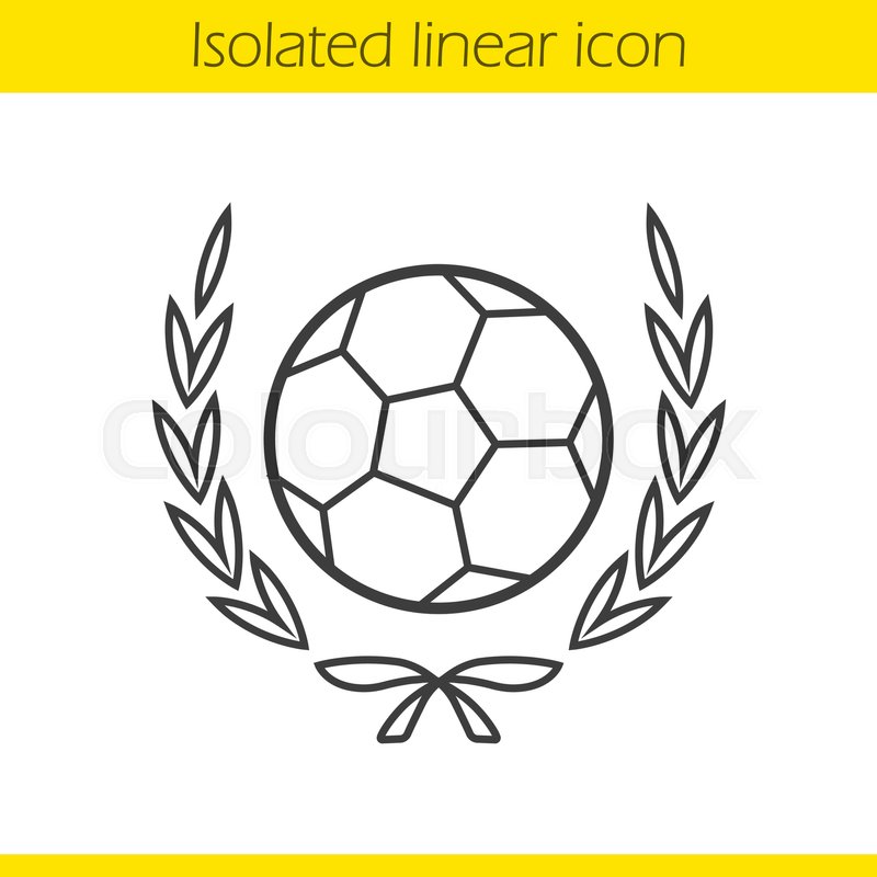 800x800 Soccer Ball In Laurel Wreath Linear Icon. Sport Equipment Thin