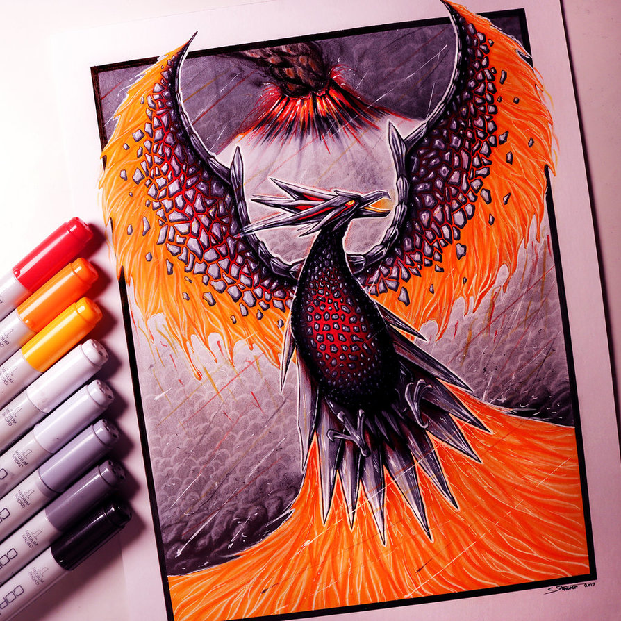 894x894 Lava Phoenix Drawing By Lethalchris