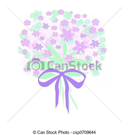 450x470 Colorful Lavender Flower Bouquet With Lavender Ribbon Drawing