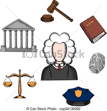 450x466 Law, Judge And Justice Icons Surrounding A Lawyer With A Eps