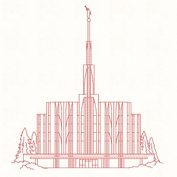 570x570 Seattle Washington Lds Temple Redwork Embroidery Design