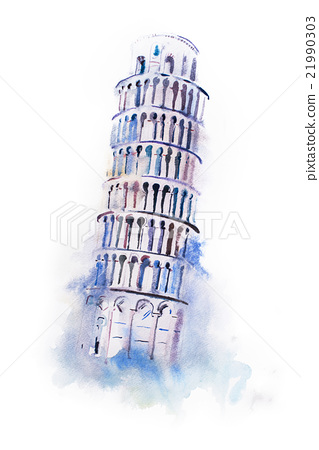 319x450 Watercolor Drawing Leaning Tower Of Pisa