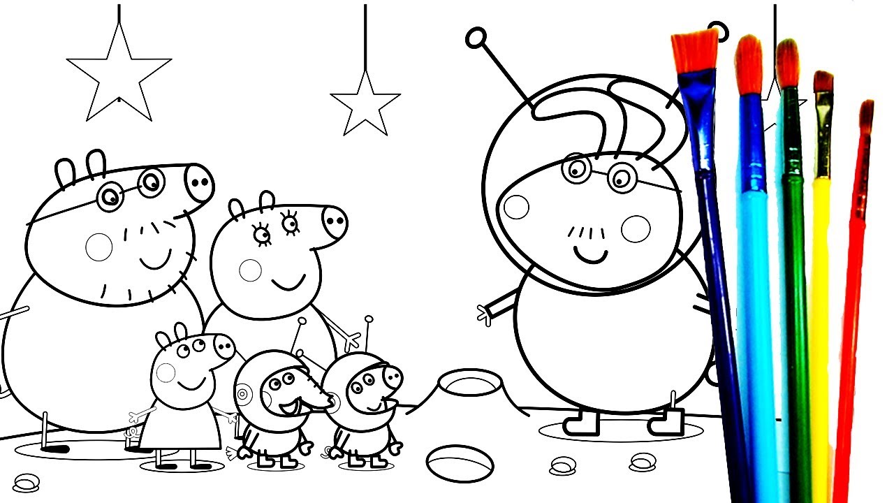 1280x720 Peppa Pig Daddy Pig Family On The Moon