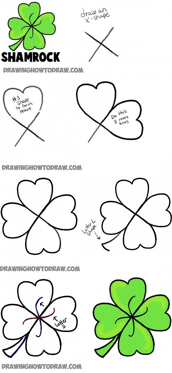 584x1265 How To Draw Four Leaf Clovers And Shamrocks Rock Paper Scissors