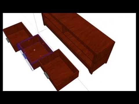 480x360 Sketchup Simple Wood Led Tv Table With Drawers (Speed Drawing
