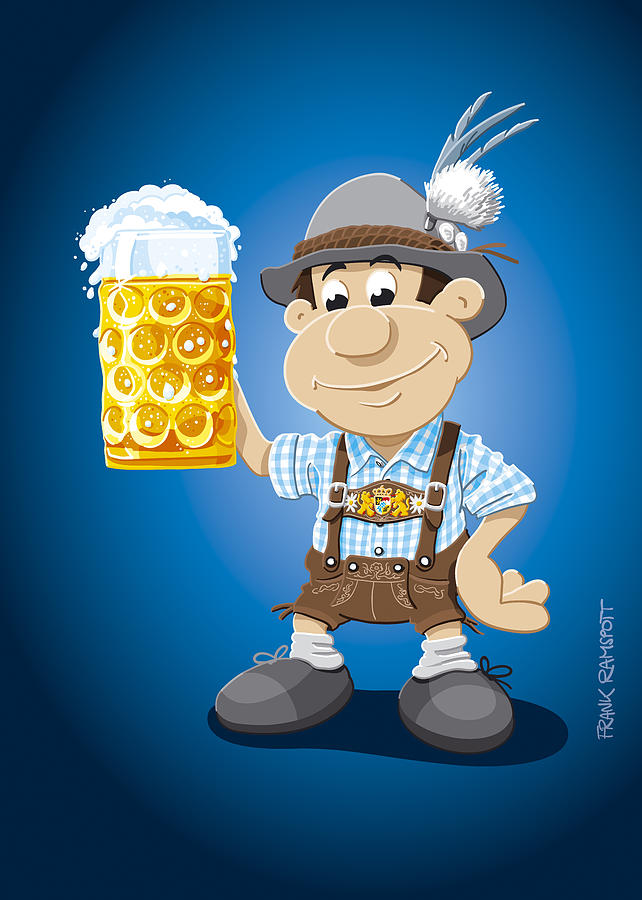 642x900 Beer Stein Lederhosen Oktoberfest Cartoon Man Digital Art By Frank