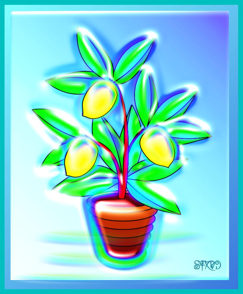 803x972 Lemon Tree Vector Drawing