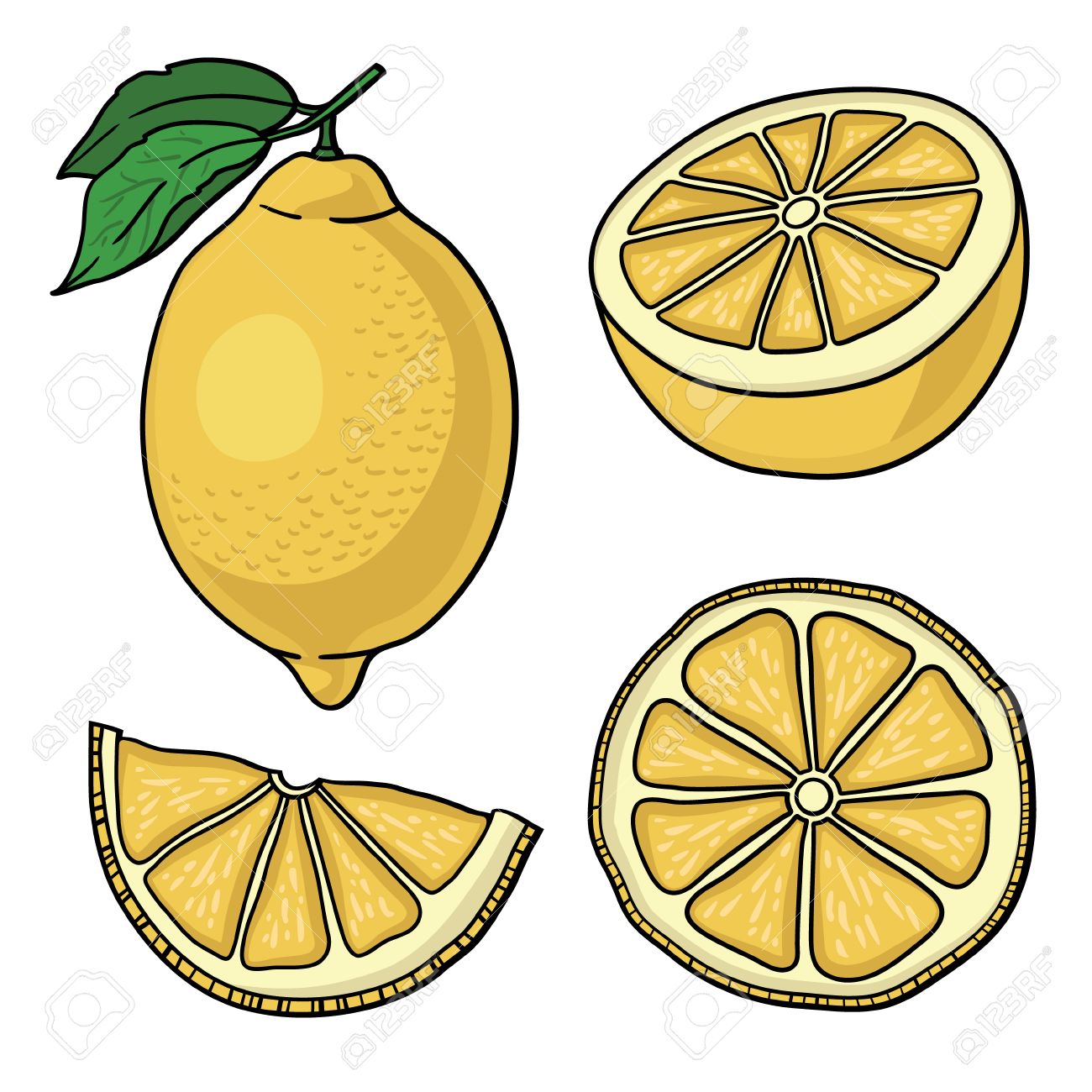 1300x1300 Isolated Lemons Graphic Stylized Drawing Vector Illustration