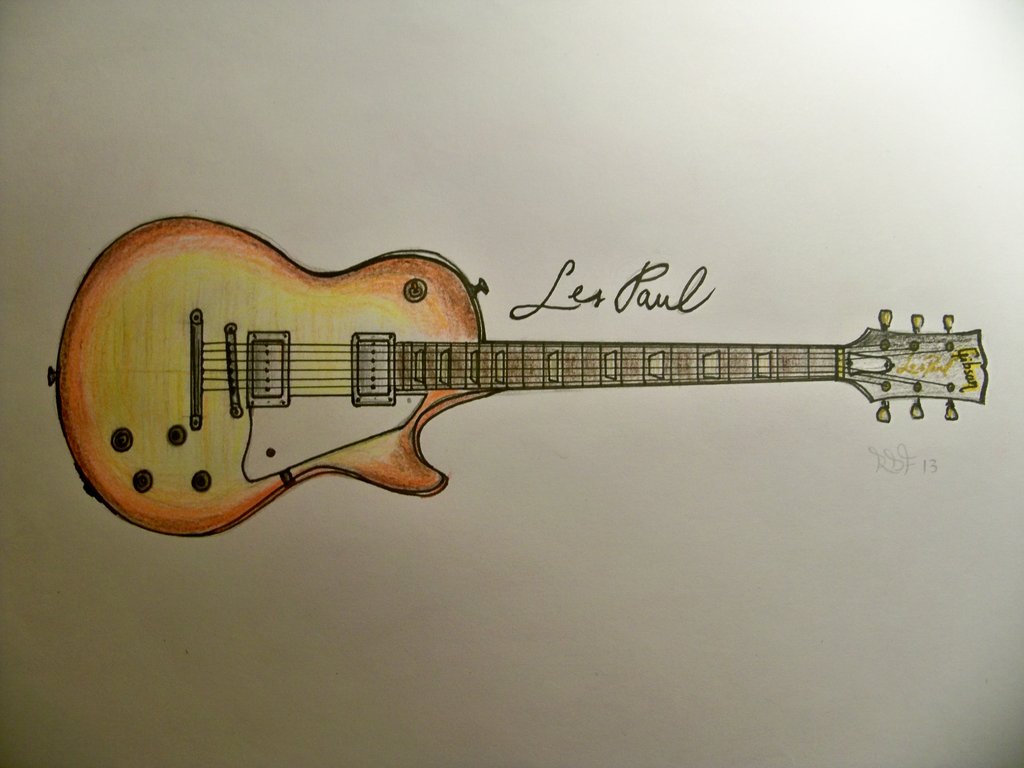 1024x768 Gibson Les Paul Drawing By Roccodelfranco
