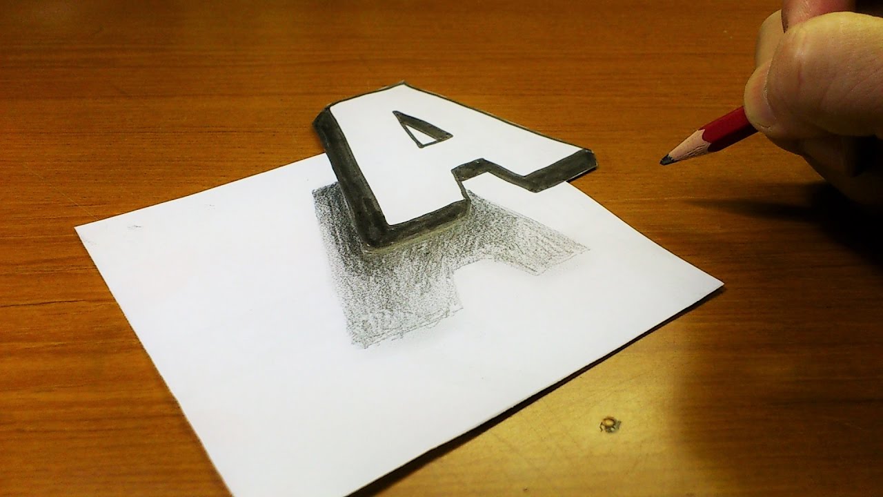 1280x720 Very Easy!! How To Drawing 3d Floating Letter