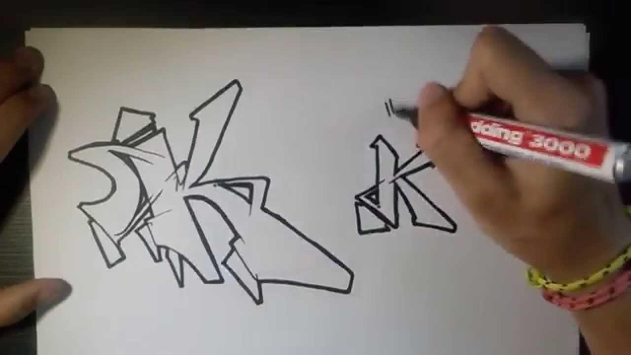 1280x720 How To Draw Graffiti Letter K On Paper