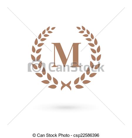 450x470 Letter M Laurel Wreath Logo Icon Eps Vectors