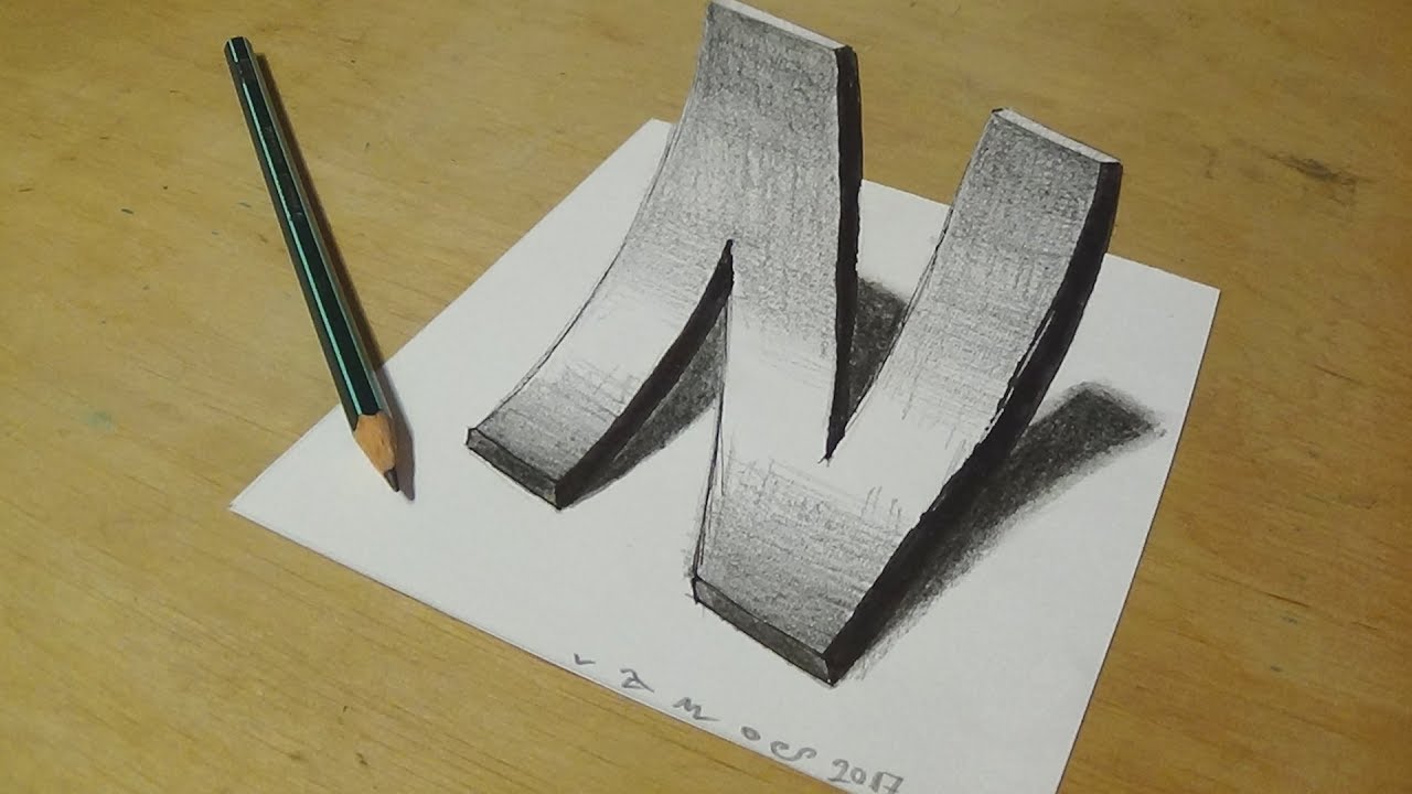 1280x720 How To Draw 3d Curved Letter N