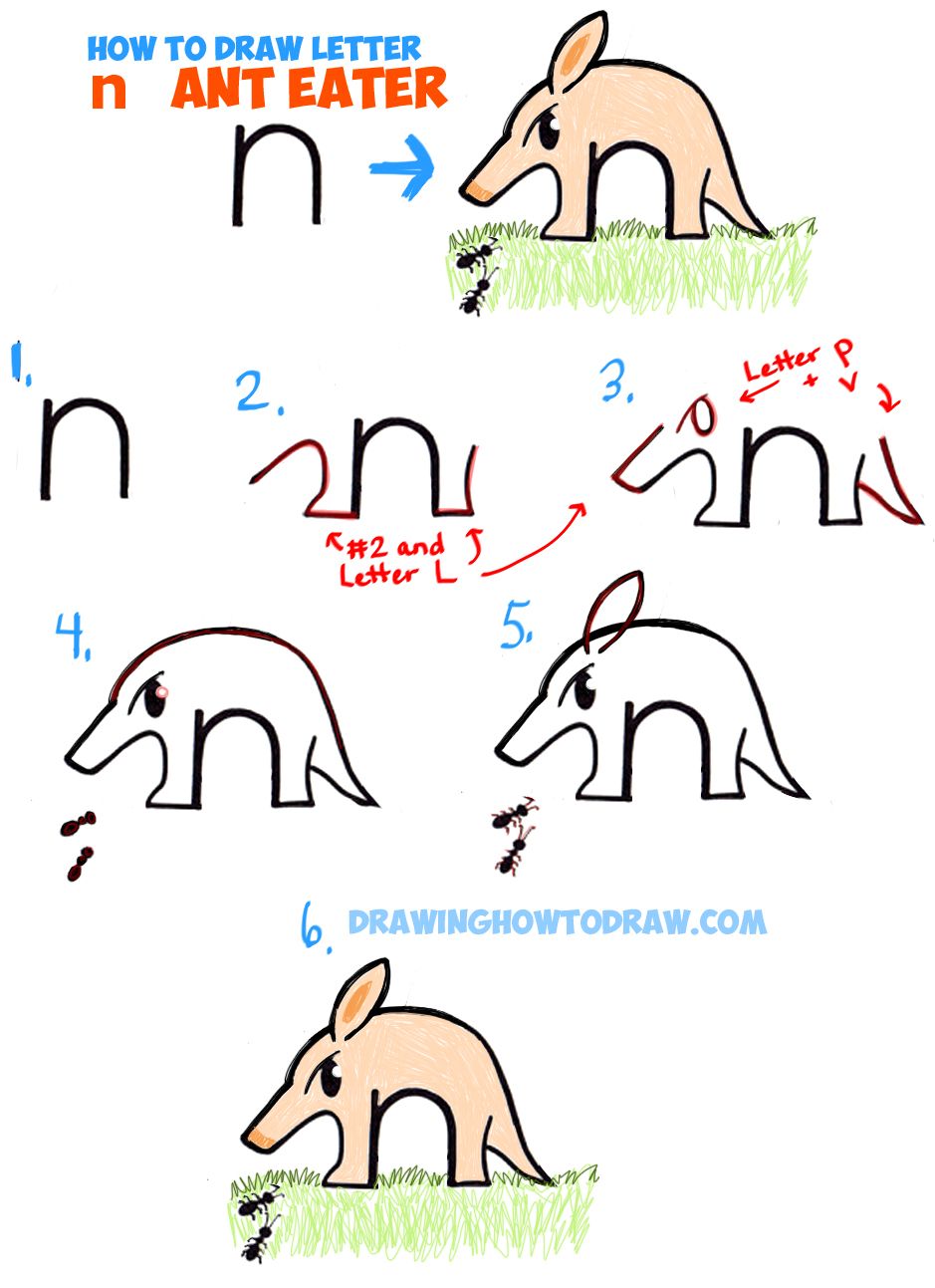 939x1293 Howtodraw Lowercase Letter N Ant Eater.jpg Any