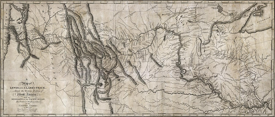 900x384 Lewis And Clark Hand Drawn Map Of The Unknown 1804 Photograph By