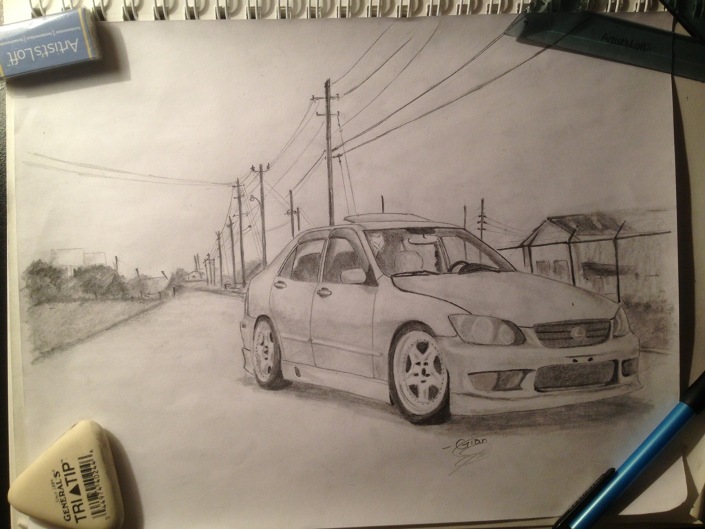 1024x768 Friend Asked Me To Sketch His Car Lexus Is300 Havnt Drawn